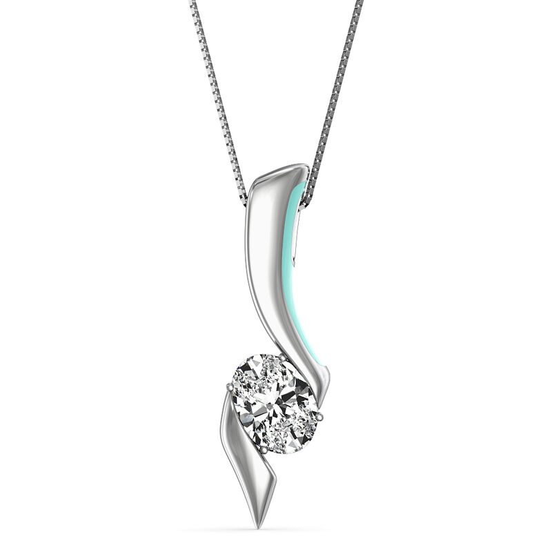Sirena Oval Lab Grown .50ctw. Diamond Aquarius Pendant with Side Color in 14k Yellow Gold image number null